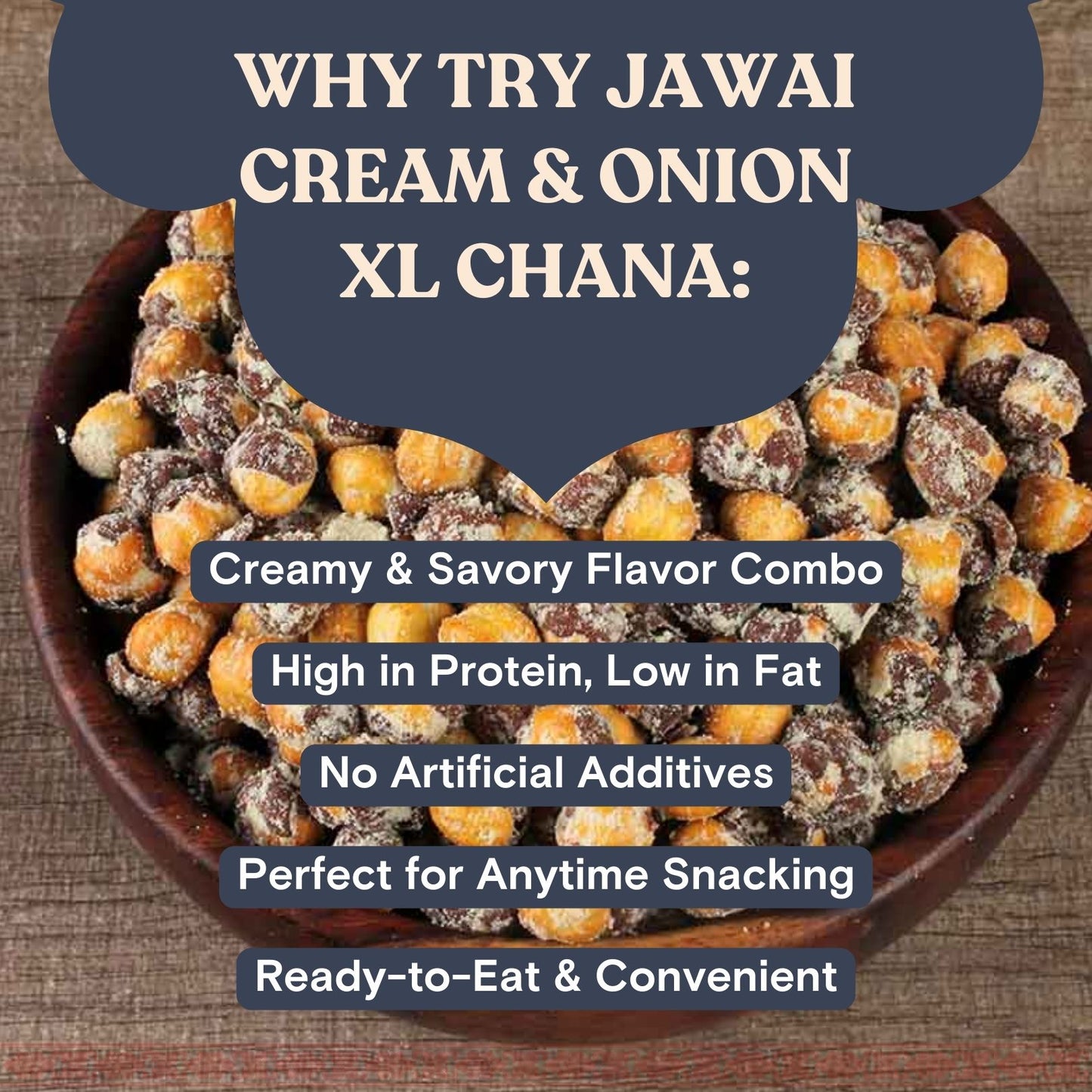 JAWAI Roasted XL Chana | Cream & Onion Flavor | Healthy Snack | 16g High Protein Snacks | Roasted Chana- Pack of 3