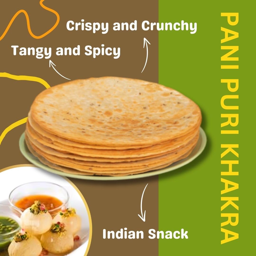 Pani Puri Khakhra - Roasted | No Onion - No Garlic | Whole Wheat Khakra | Crispy Ready To Eat Snack | Vacuum Packed for freshness