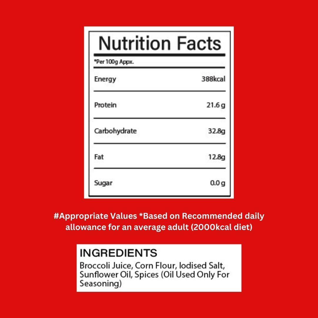 Broccoli Masala Chips - Super Snack - Plant Protein Snacks- Fiber Rich - Gluten-Free Chips