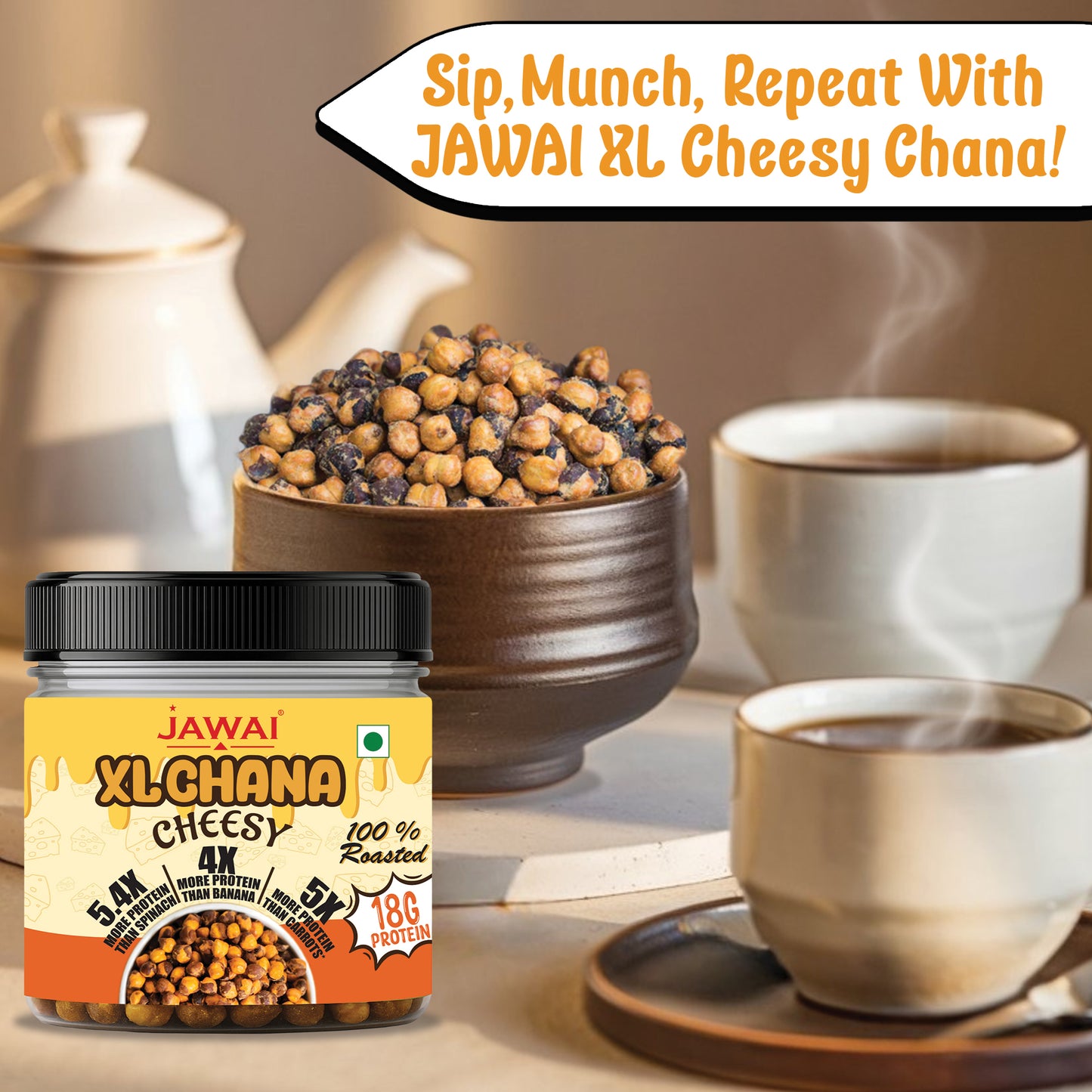 Roasted XL Cheesy Chana | 18g High Protein Snack | Roasted Snack- Pack of 3
