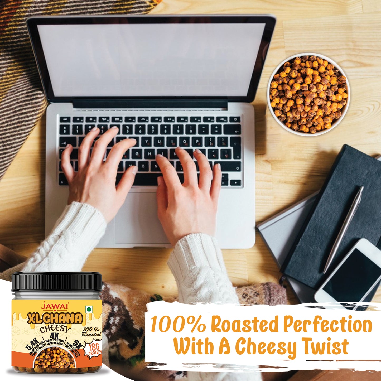 Roasted XL Cheesy Chana | 18g High Protein Snack | Roasted Snack- Pack of 3