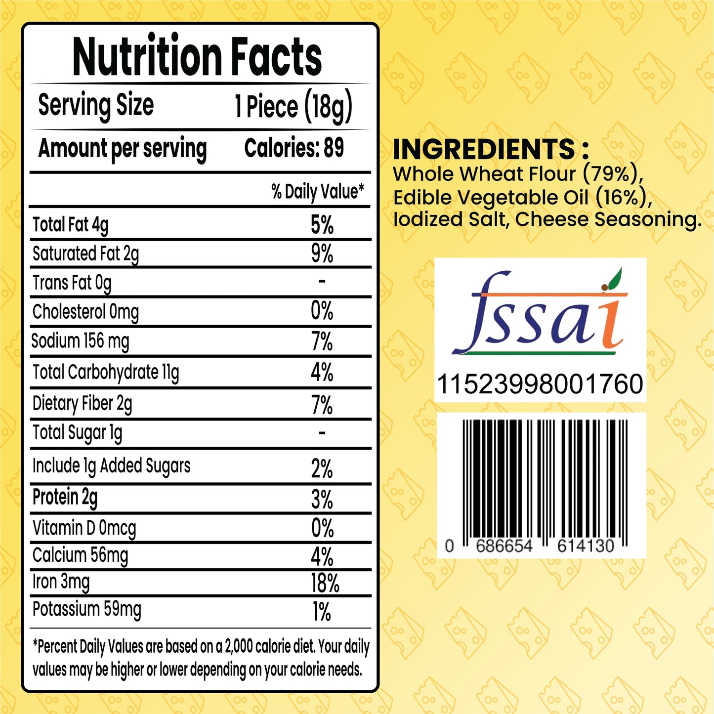 Cheese Khakhra - Roasted with No Onion-No Garlic | Whole Wheat | Vacuum Packed for freshness