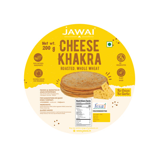 Cheese Khakhra - Roasted with No Onion-No Garlic | Whole Wheat | Vacuum Packed for freshness