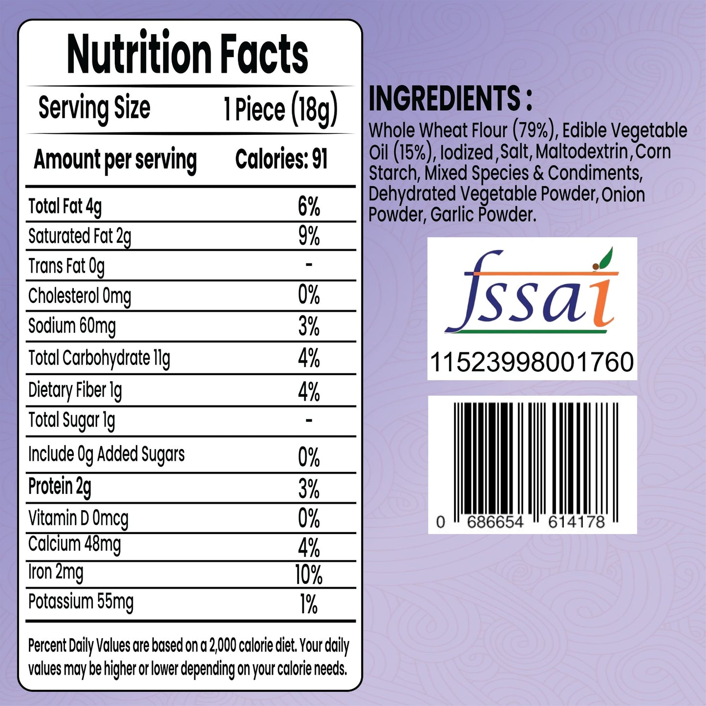 Manchurian Khakhra - Roasted | Whole Wheat Khakra | Crispy Ready to Eat Snack | Vacuum Packed for Freshness