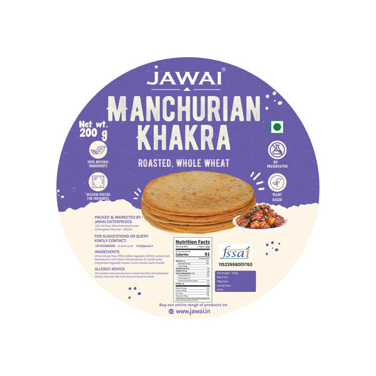 Manchurian Khakhra - Roasted | Whole Wheat Khakra | Crispy Ready to Eat Snack | Vacuum Packed for Freshness