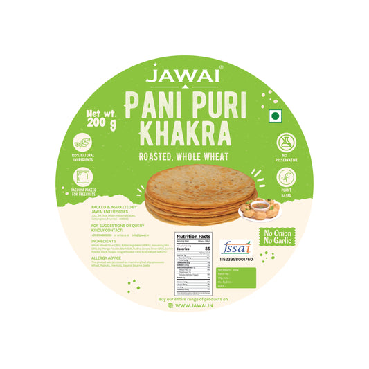 Pani Puri Khakhra - Roasted | No Onion - No Garlic  | Whole Wheat Khakra | Crispy Ready To Eat Snack | Vacuum Packed for freshness