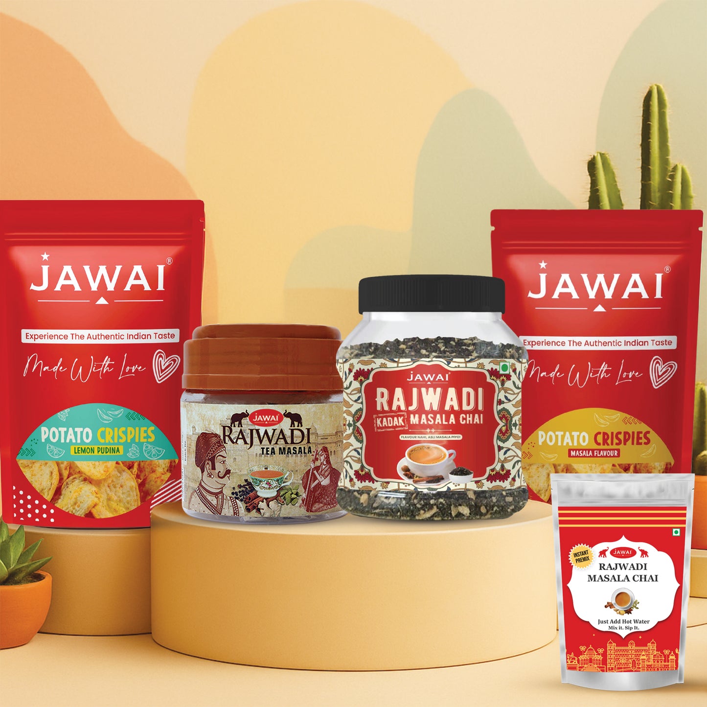 JAWAI Premium Masala Chai Gift Box | Festive Tea Hamper Set | Best Gifting Option | Diwali Gift Hamper | Corporate Gifts | Gourmet Snacks - Tea Gift Box