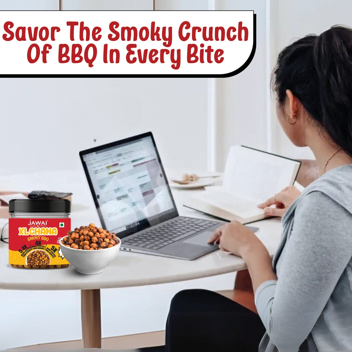 Roasted XL Smoky Barbeque Chana | 19g High Protein Snack | Roasted Snack - Pack of 3