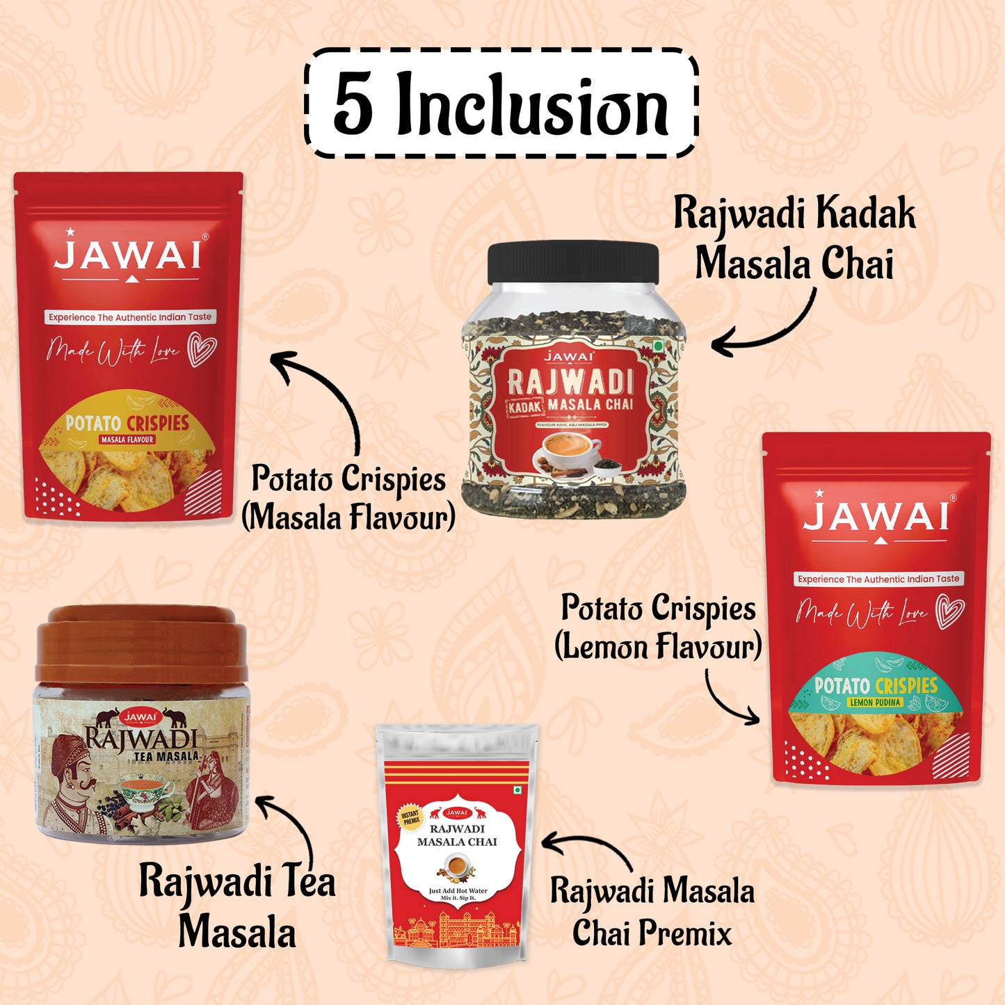 JAWAI Premium Masala Chai Gift Box | Festive Tea Hamper Set | Best Gifting Option | Diwali Gift Hamper | Corporate Gifts | Gourmet Snacks - Tea Gift Box