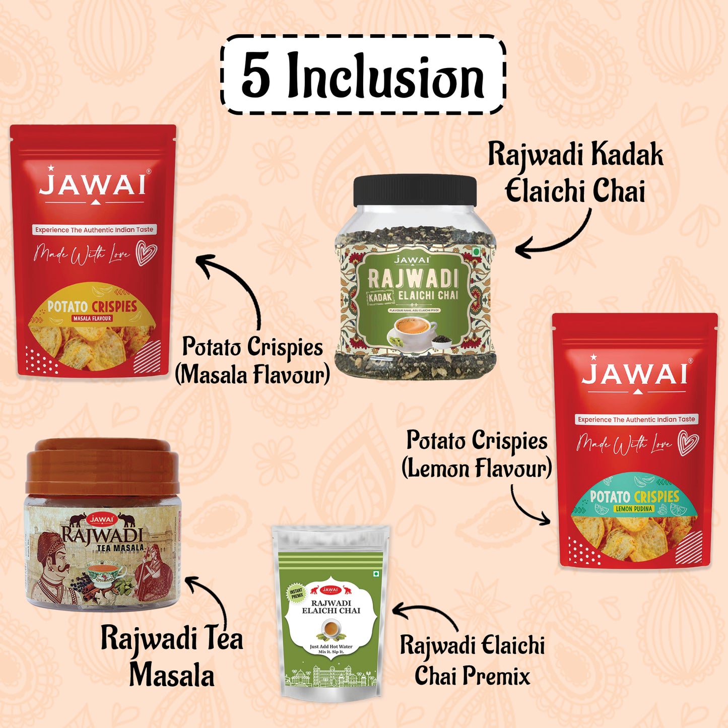 JAWAI Premium Elaichi Chai Gift Box | Festive Tea Hamper Set | Best Gifting Option | Diwali Gift Hamper | Corporate Gifts | Gourmet Snacks - Tea Gift Box (Elaichi Chai Gift Hamper)