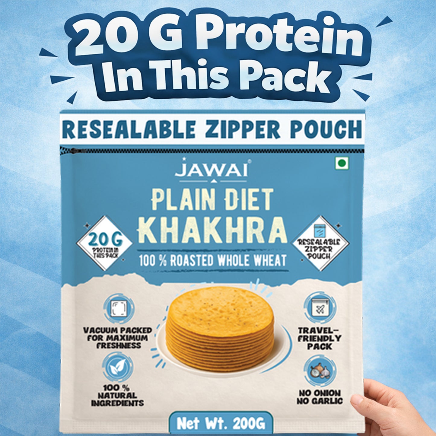 Roasted Whole Wheat Khakra Combo | Methi, Plain Diet, Cheese, Pani Puri | 100% Natural | Pack of 4, 200 gms each | Vaccum packed for Freshness