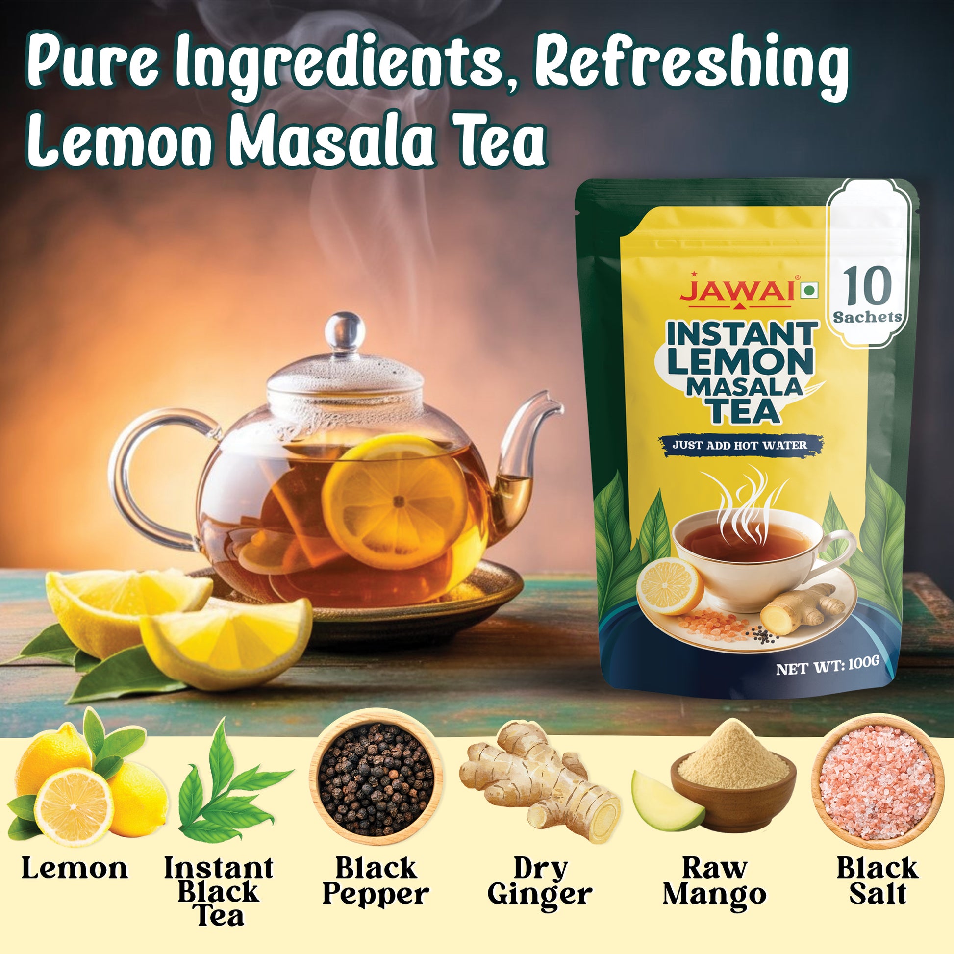 Ingredients of Instant LEMON MASALA TEA 