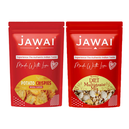 Diet Multigrain Mix + Masala Potato Crispie | Snack Combo -Pack Of 2 | Roasted Millet Snack | Thick Potato Chips | Go-To-Snack (50g each)