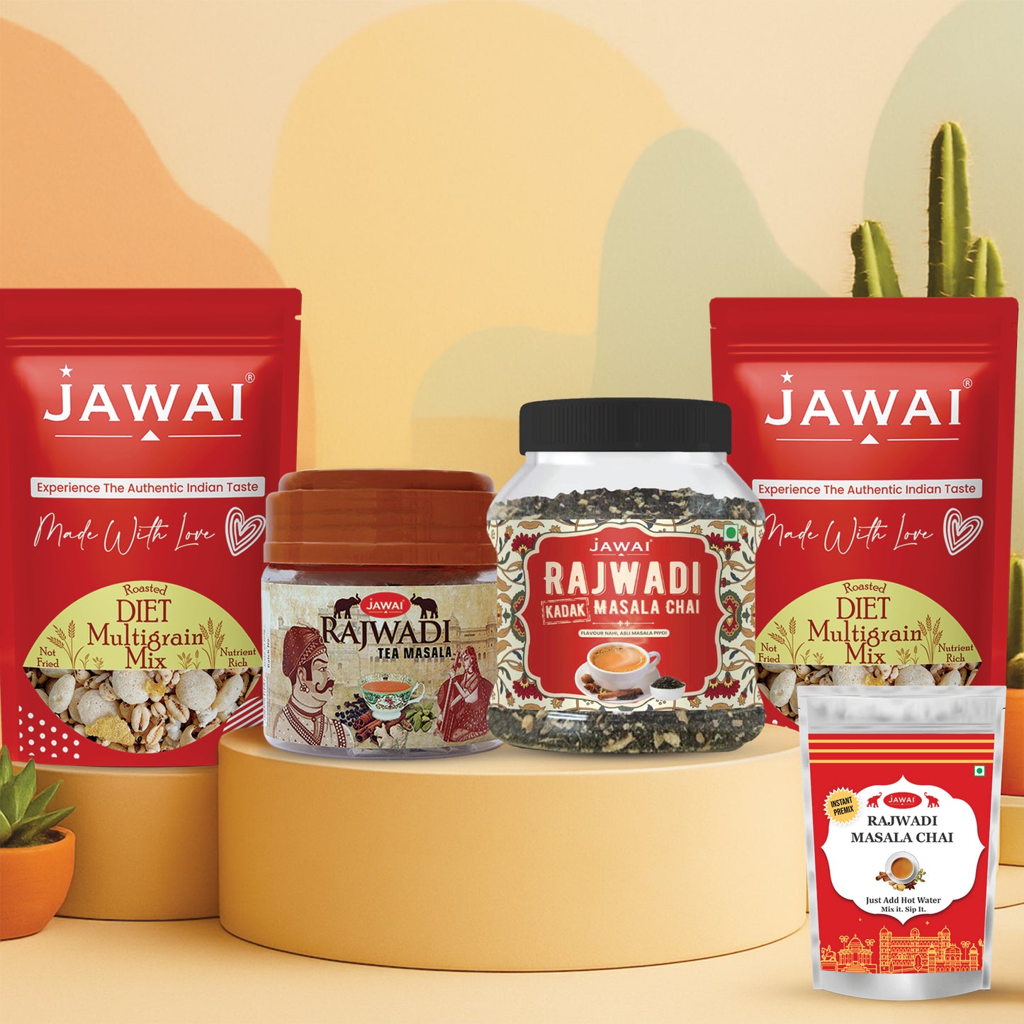 JAWAI Premium Masala Chai Gift Box | Festive Tea Hamper Set | Best Gifting Option | Diwali Gift Hamper | Corporate Gifts | Gourmet Snacks - Tea Gift Box
