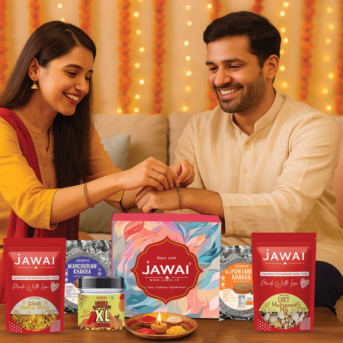 RAKHI GIFT HAMPER | 7 Item Rakhi Gift Box | Roasted Snacks Combo Pack | Raksha Bandhan Box for Brother | Rakhi and Roasted Snacks | Healthy Gift Box Hamper - Best Gifting Option