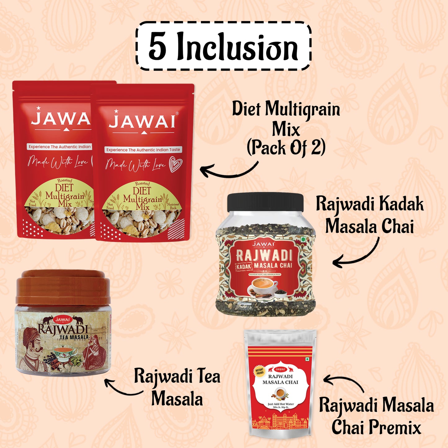 JAWAI Premium Masala Chai Gift Box | Festive Tea Hamper Set | Best Gifting Option | Diwali Gift Hamper | Corporate Gifts | Gourmet Snacks - Tea Gift Box