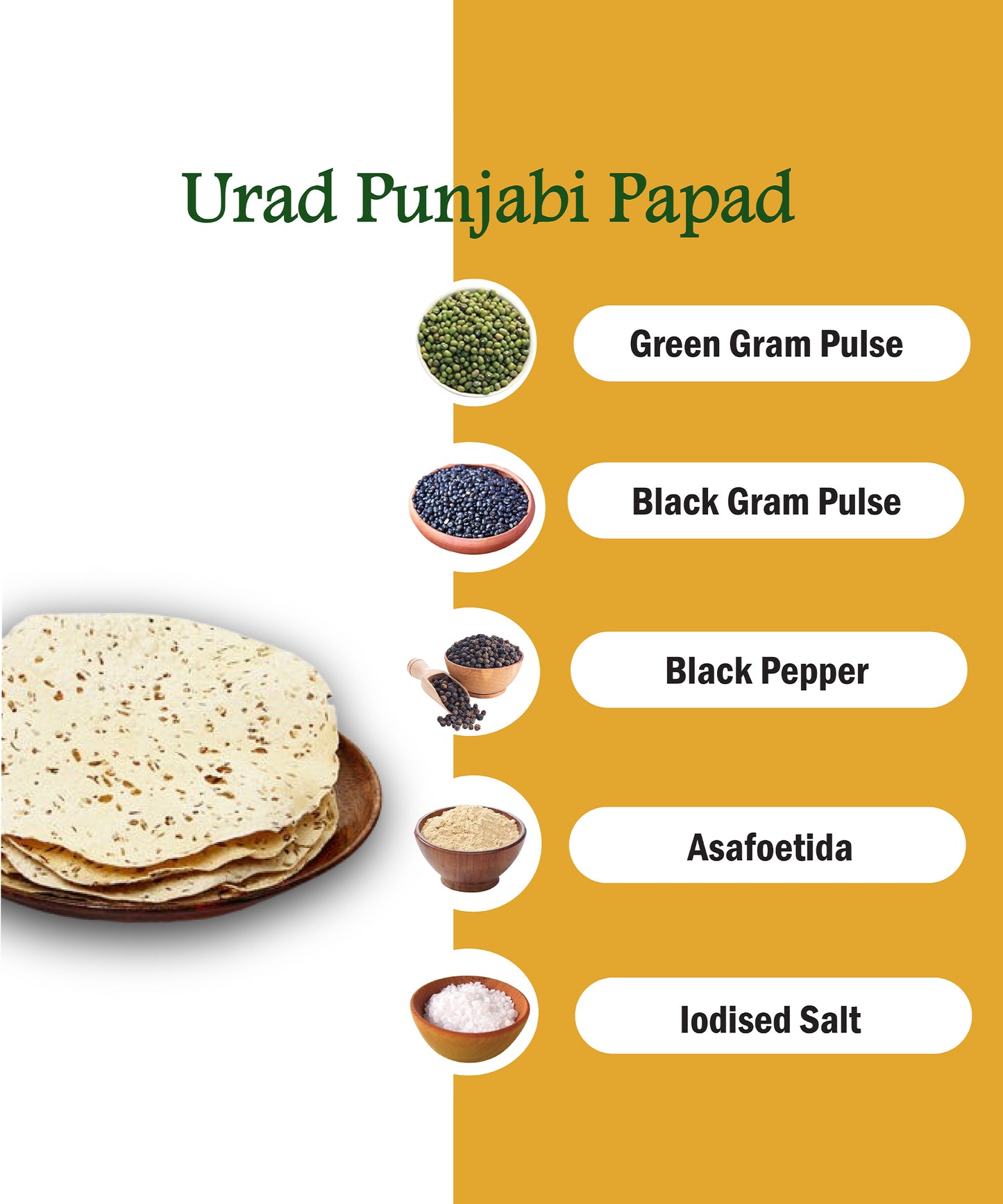 Jawai Urad Punjabi Papad | Protein Rich Masala Papad | 100% Natural | Handmade Papad | Rich Rajasthani Flavor | Zipper Packaging | Pack of 4 -100g Each