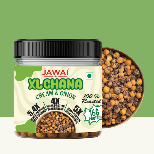 JAWAI Roasted XL Chana  | Cream & Onion Flavor | Healthy Snack  | 16g High Protein Snacks | Roasted Chana- Pack of 3