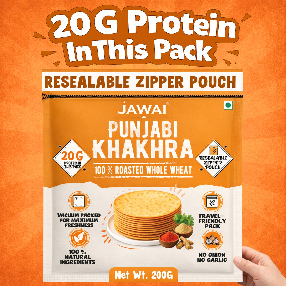 Roasted Whole Wheat khakhra Combo | Punjabi, Manchurian, Cheese, Pani puri| Khakhra| 100% Natural | Pack of 4, 200 gms each | Vaccum packed for Freshness