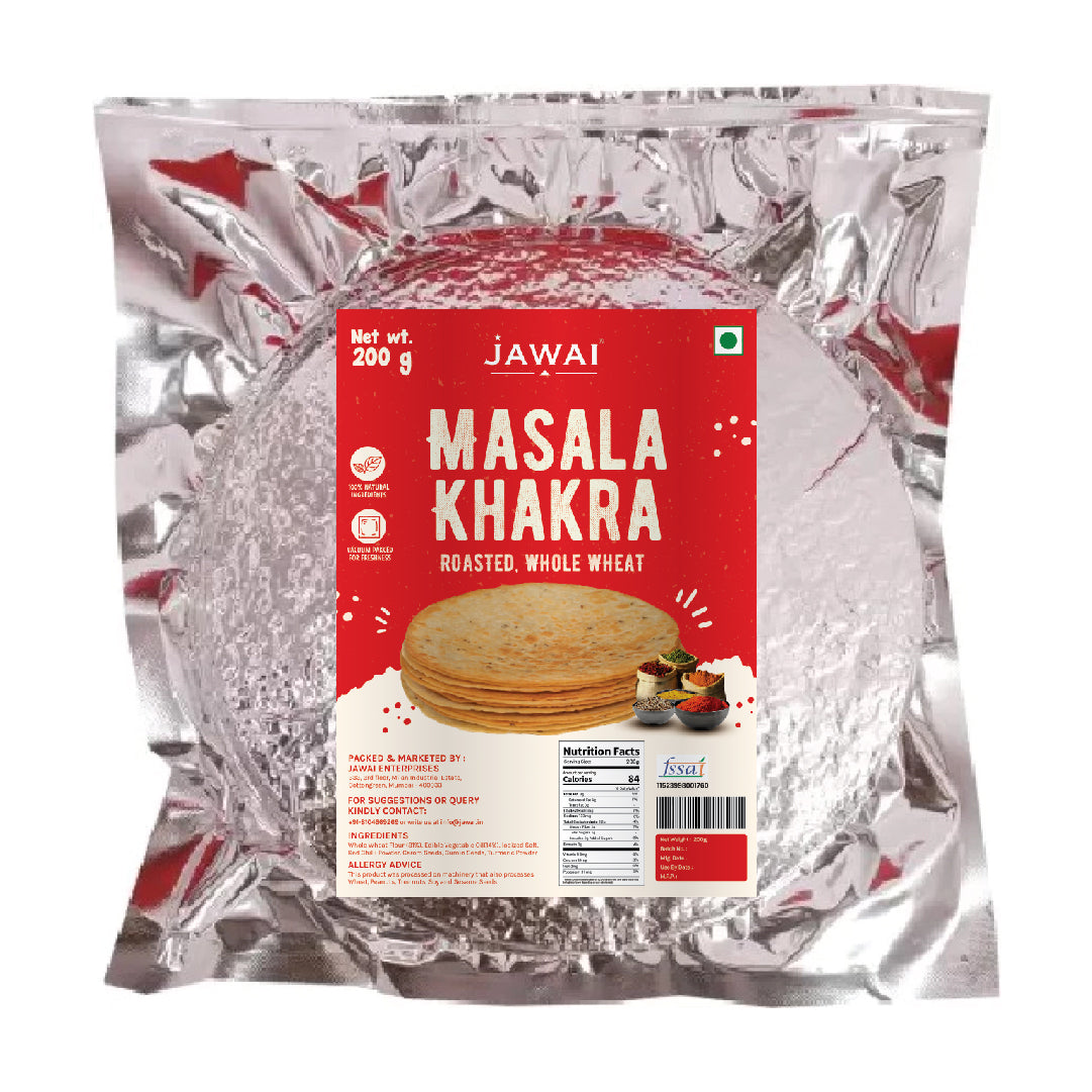 Roasted Whole Wheat Khakra Combo | Plain Diet, Punjabi, Cheese, Pani Puri, Manchurian, Masala | 100% Natural | Pack of 6, 200 gms each | Vaccum packed for Freshness