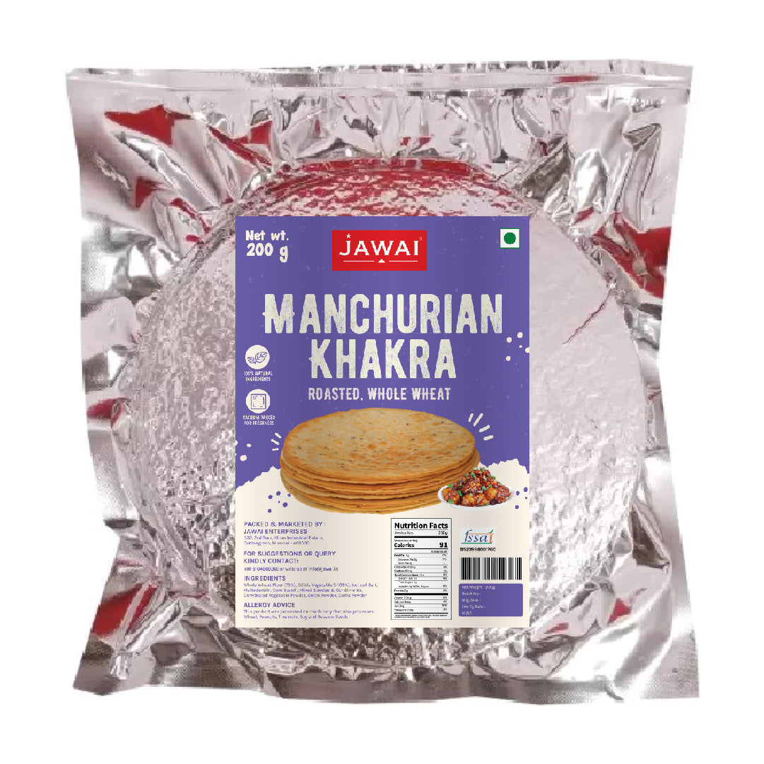 Roasted Whole Wheat Khakra Combo | Plain Diet, Punjabi, Cheese, Pani Puri, Manchurian, Masala | 100% Natural | Pack of 6, 200 gms each | Vaccum packed for Freshness