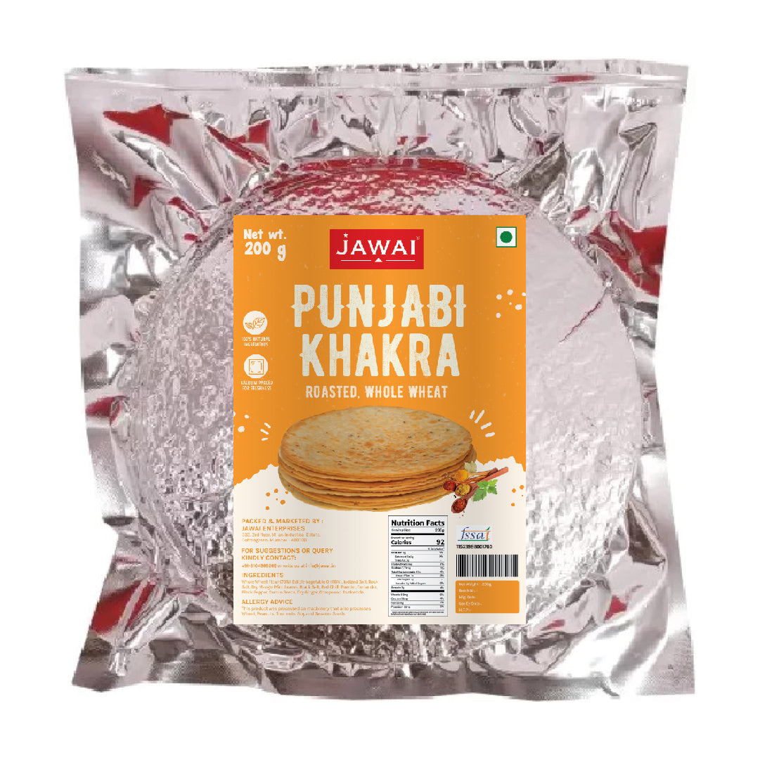 Roasted Whole Wheat Khakra Combo | Plain Diet, Punjabi, Cheese, Pani Puri, Manchurian, Masala | 100% Natural | Pack of 6, 200 gms each | Vaccum packed for Freshness