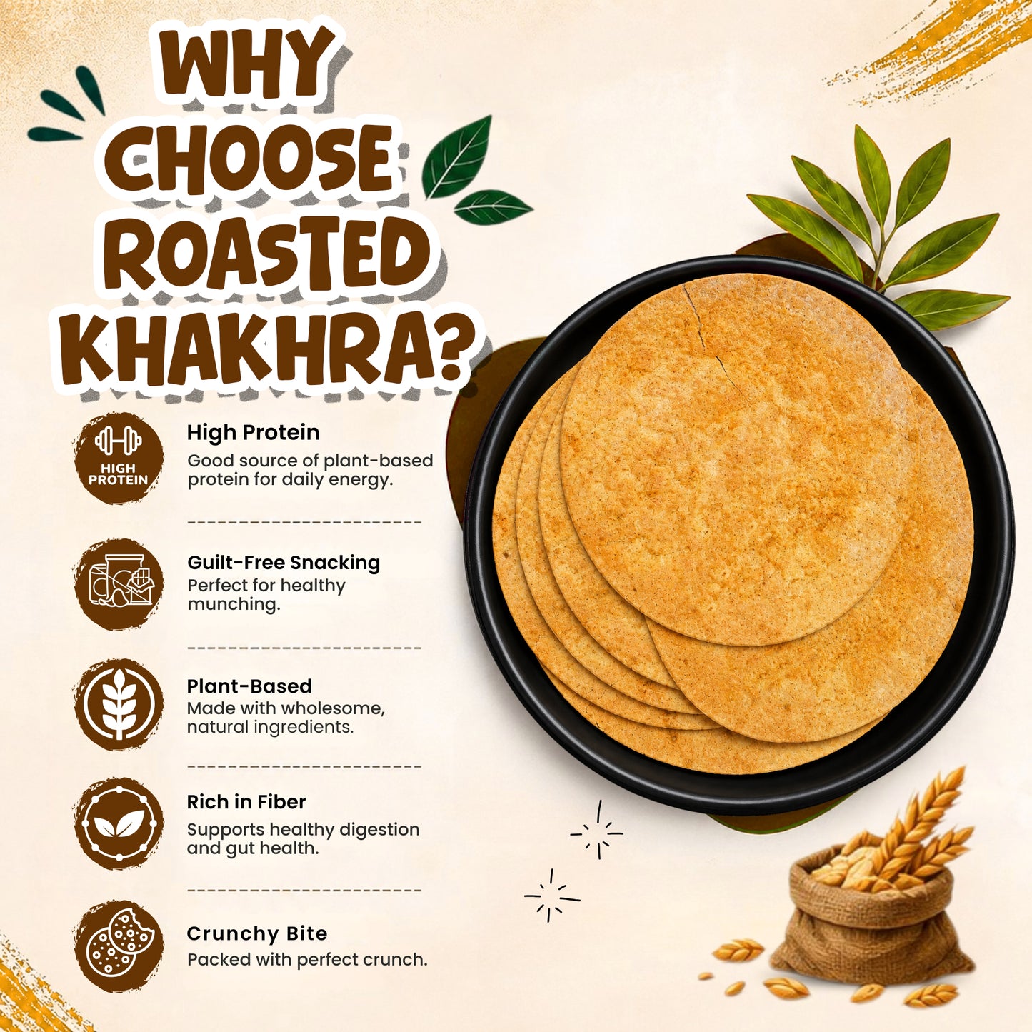 Cheese Khakhra - Roasted with No Onion-No Garlic | Whole Wheat Khakhra | Zip Packed for freshness | Jawai